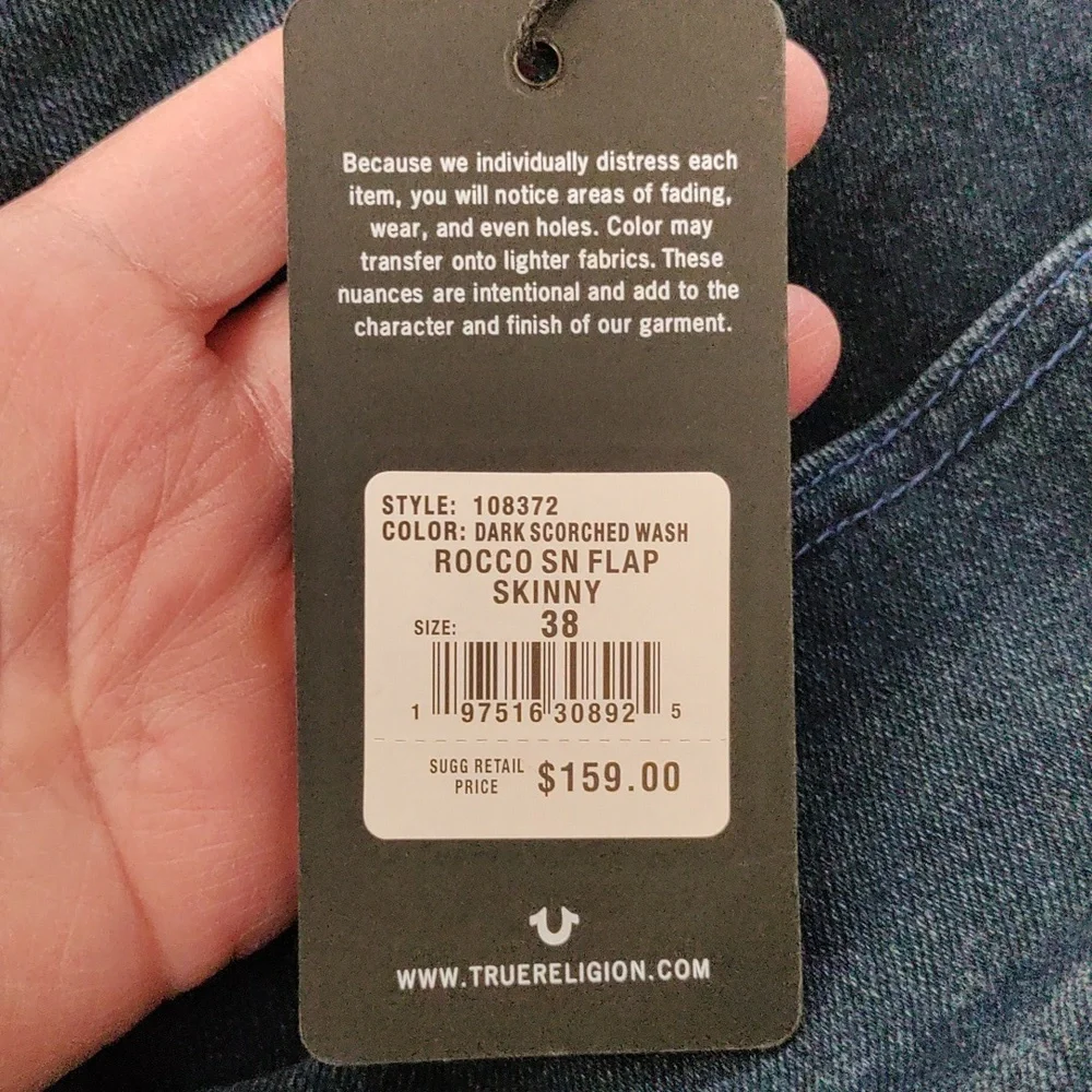 7148 True Religion men's Rocco Relaxed Skinny jeans 38 NWT